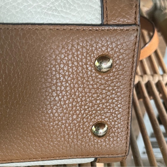 Michael Kors Cream & Tan Genuine Leather Satchel Crossbody - Picture 9 of 17